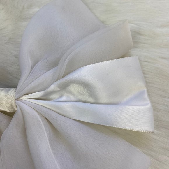 Vintage Ivory Hair Bow Clip 6.5" X 10" - Picture 4 of 7